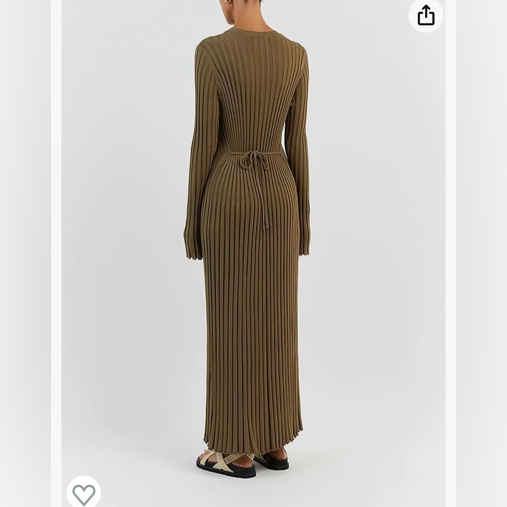 NEVER WORN orange-brown bodycon ruffle maxi dress